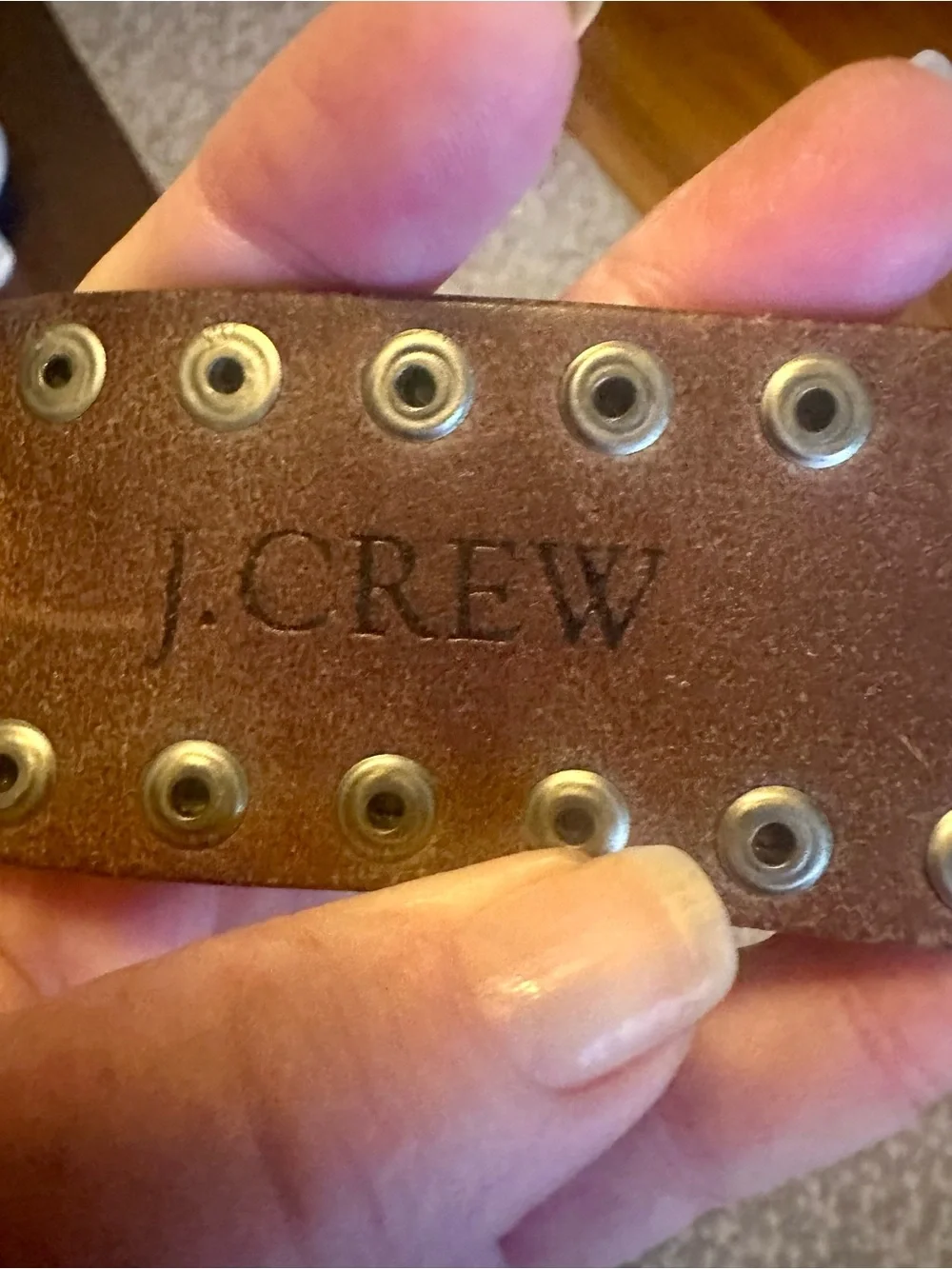 Vintage J. Crew Brown Leather Eyelet Belt